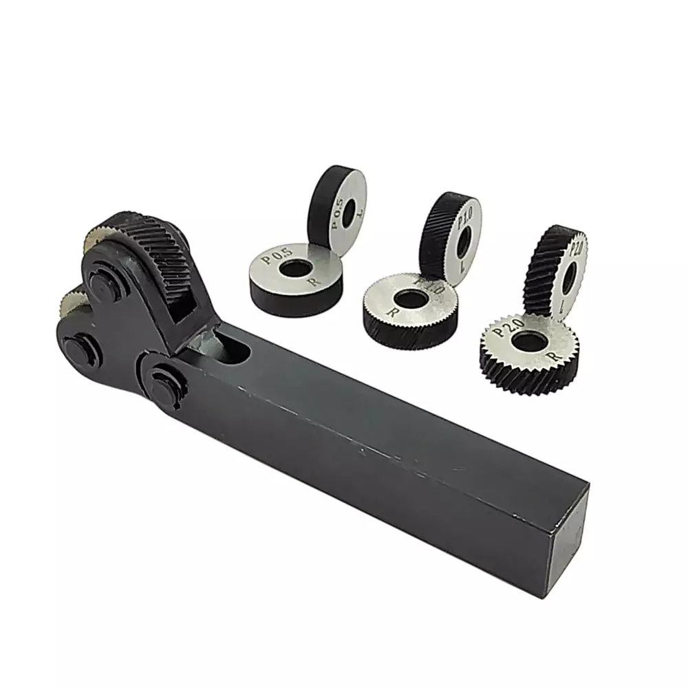 Buyohlic International Double-Wheel Lathe Knurling Tool with 3 Pair of Diagonal Knurling Wheel Pitch 0.5mm, 1.0mm, 2.0mm, KR-447Z-X97G (Set of 7)