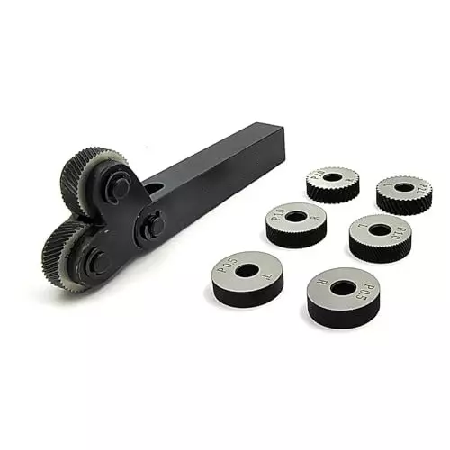 Buyohlic International Double-Wheel Lathe Knurling Tool with 3 Pair of Diagonal Knurling Wheel Pitch 0.5mm, 1.0mm, 2.0mm, KR-447Z-X97G (Set of 7)