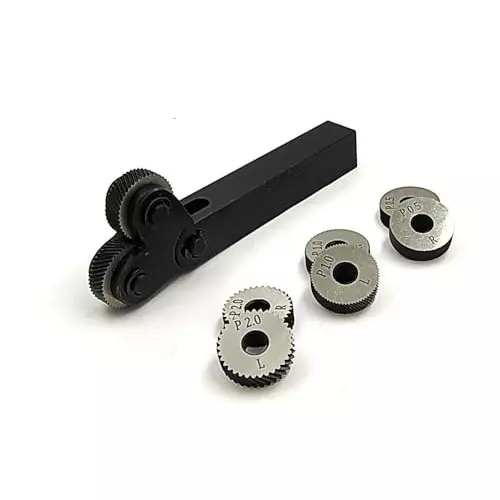 Buyohlic International Double-Wheel Lathe Knurling Tool with 3 Pair of Diagonal Knurling Wheel Pitch 0.5mm, 1.0mm, 2.0mm, KR-447Z-X97G (Set of 7)