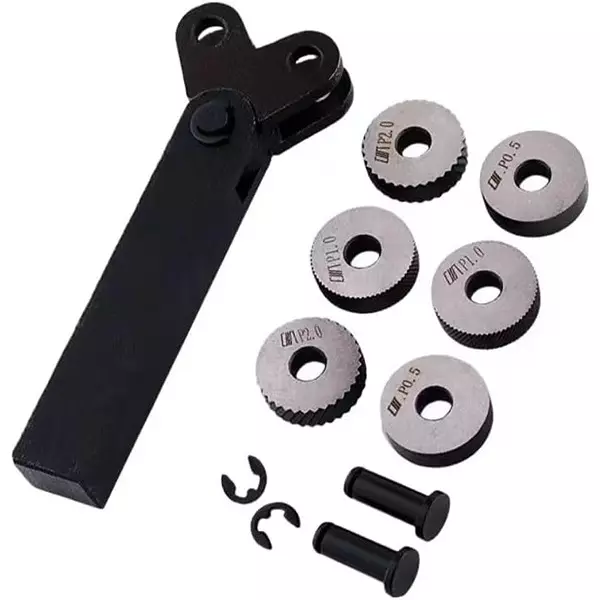 Buyohlic International Double-Wheel Lathe Knurling Tool with 3 Pair of Diagonal Knurling Wheel Pitch 0.5mm, 1.0mm, 2.0mm, KR-447Z-X97G (Set of 7)