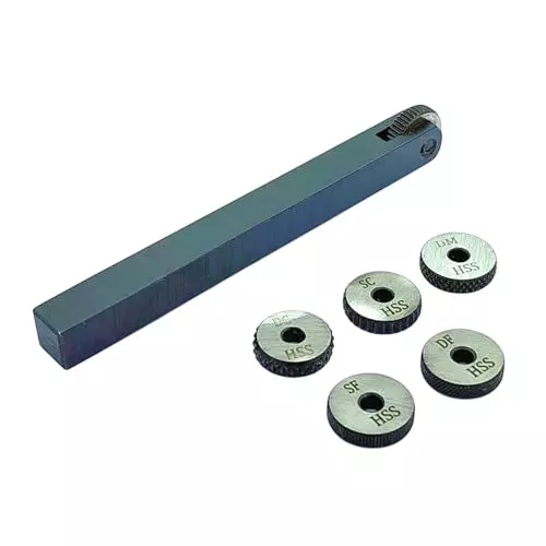 A.D INTERNATIONAL 1 Wheel Knurling Tool Diamond and Straight Pattern with 5 Spare HSS Knurls and 10 x 10 x 100 mm Holder Size, 10-KT-104