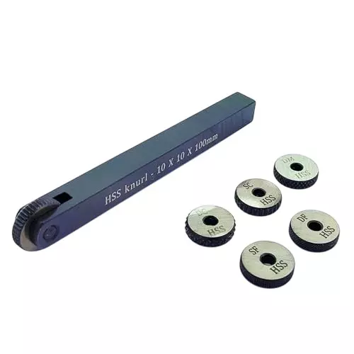 A.D INTERNATIONAL 1 Wheel Knurling Tool Diamond and Straight Pattern with 5 Spare HSS Knurls and 10 x 10 x 100 mm Holder Size, 10-KT-104