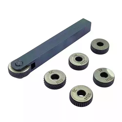 Buyohlic International 1 Wheel Knurling Tool Diamond and Straight Pattern with 5 Spare HSS Knurls and 12 x 12 x 100 mm Holder Size, 10-KT-105