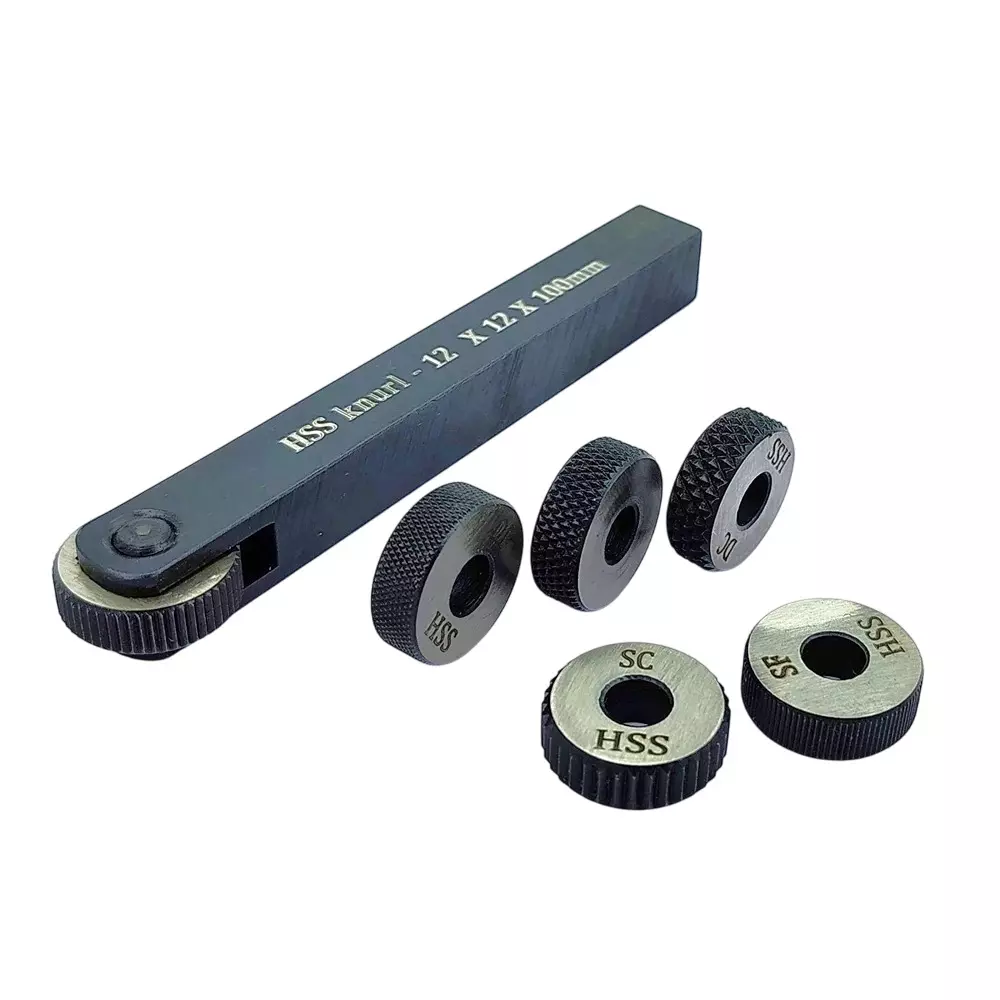 A.D INTERNATIONAL 1 Wheel Knurling Tool Diamond and Straight Pattern with 5 Spare HSS Knurls and 10 x 10 x 100 mm, 12 x 12 x 100 mm Holder Size, VL-ZHG0-J8UX (Set of 2)
