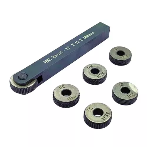 A.D INTERNATIONAL 1 Wheel Knurling Tool Diamond and Straight Pattern with 5 Spare HSS Knurls and 10 x 10 x 100 mm, 12 x 12 x 100 mm Holder Size, VL-ZHG0-J8UX (Set of 2)