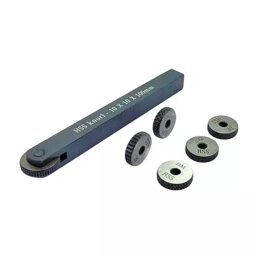 A.D INTERNATIONAL 1 Wheel Knurling Tool Diamond and Straight Pattern with 5 Spare HSS Knurls and 10 x 10 x 100 mm, 12 x 12 x 100 mm Holder Size, VL-ZHG0-J8UX (Set of 2)