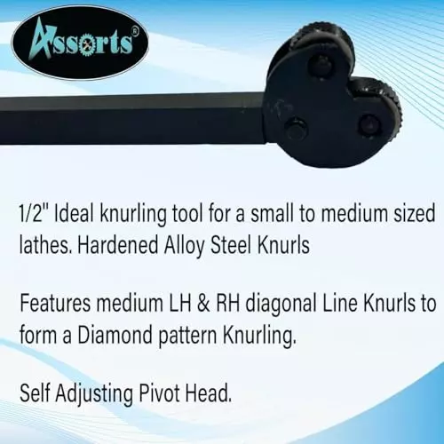 Assorts Knurling Tool 12.7 mm Square Shank Diamond Medium Pitch Pivot Head
