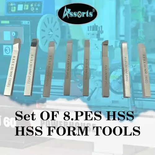 Assorts Lathe Form Tool Set M2 High Speed Steel 8x8x80 mm (Pack of 8)