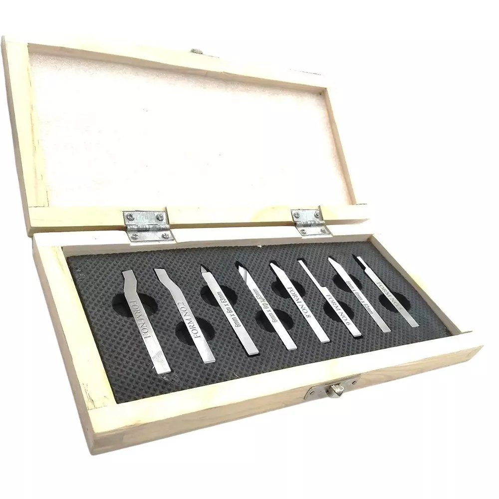 Assorts Lathe Form Tool Set M2 High Speed Steel 6x6x63 mm (Pack of 8)
