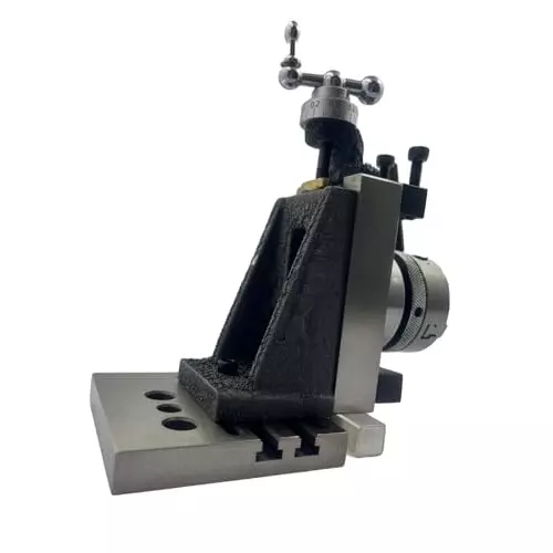 MachEl Mini Fixed Vertical Slide (2-Slot) with Side Scale & 50 mm 3-Jaw Self-Centering Chuck, Back Plate & Base Plate