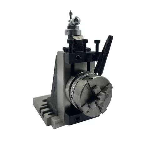 MachEl Mini Fixed Vertical Slide (2-Slot) with Side Scale & 50 mm 3-Jaw Self-Centering Chuck, Back Plate & Base Plate