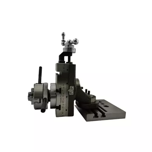 MachEl Mini Swivel Vertical Slide 90x50 mm with 3 Slots, Side Scale, Base Plate & 50 mm 4-Jaw Self-Centering Chuck