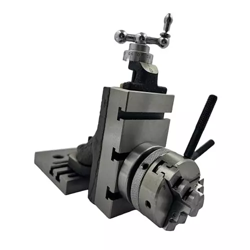 MachEl Mini Swivel Vertical Slide with 3 Slots, Side Scale, Base & Back Plate, 50 mm 3-Jaw Self-Centering Chuck