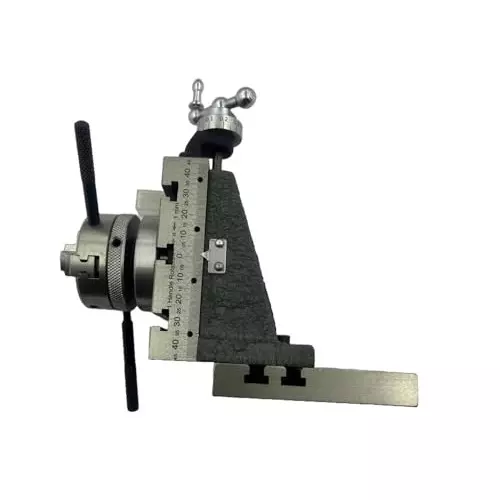 MachEl Mini Vertical Slide (3-Slot) with Side Scale, Base Plate & 50 mm 3-Jaw Self-Centering Chuck for Mini Lathe