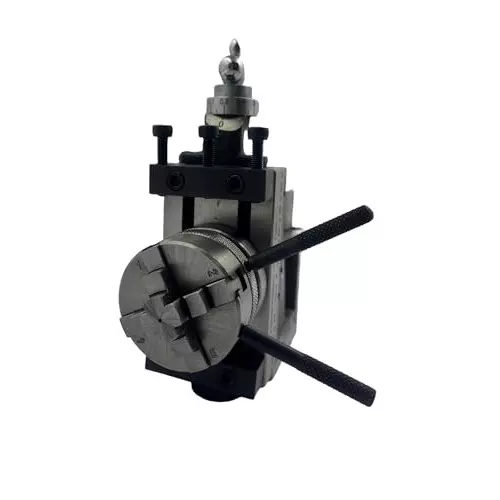 MachEl Mini Lathe Vertical Slide (90x50 mm, 2-Slot) with Side Scale, Z-Angle Plate & 50 mm 3-Jaw Chuck + Back Plate