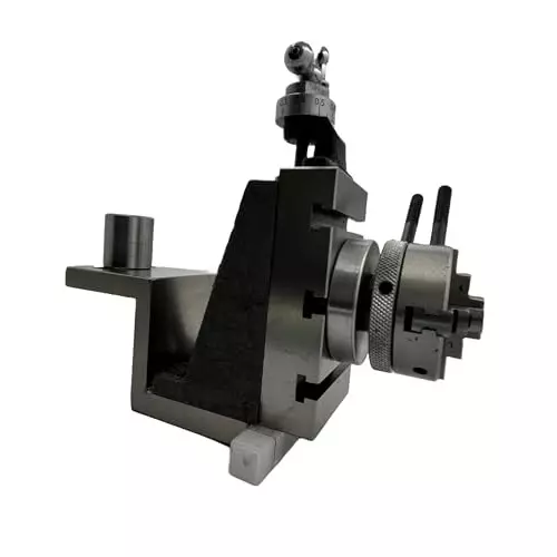 MachEl Mini Fixed Vertical Slide (3-Slot) with Side Scale, Base Plate & 50 mm 4-Jaw Self-Centering Chuck for Mini Lathe
