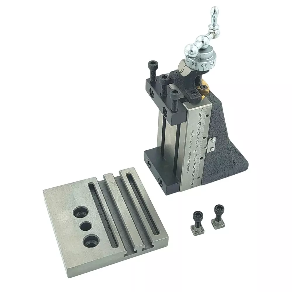 A.D INTERNATIONAL Mini Vertical Milling Slide with Base Plate Direct Mounting on 7x14 Mini Lathe Machine, Fixed Type with Clamps, HZ-X4CZ-ODCE