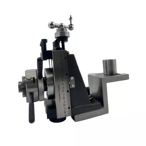MachEl Mini Fixed Vertical Slide (2-Slot) with Side Scale, Z-Angle Plate, Back Plate & 50 mm 4-Jaw Chuck for Mini Lathe