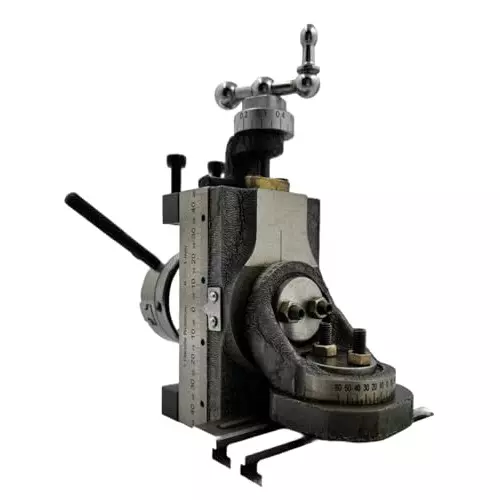 MachEl Mini Swivel Vertical Slide with 2 Slots, Side Scale, Base Plate & 50 mm 4-Jaw Self-Centering Chuck