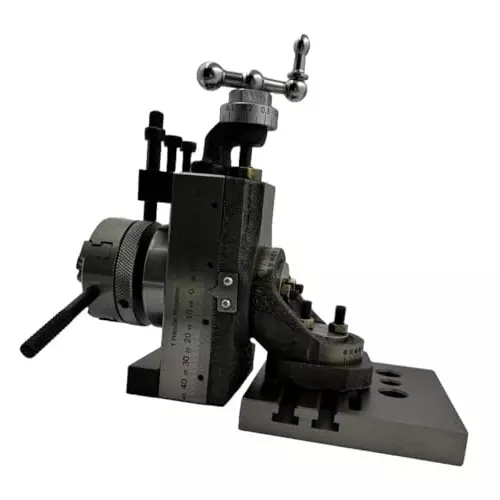 MachEl Mini Swivel Vertical Slide with 2 Slots, Side Scale, Base Plate & 50 mm 4-Jaw Self-Centering Chuck