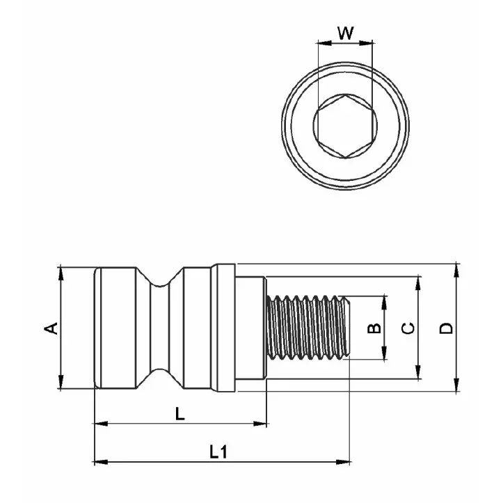 Nicon Pull Studs Steel Body Size 20 mm for Grip Lock Zero Point Receiver, NPS20