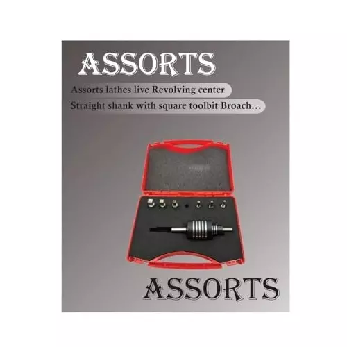 Assorts High-Precision Live Revolving Center High Speed Steel Straight Shank 44 mm Dia with 7-Piece Square Wrench Set