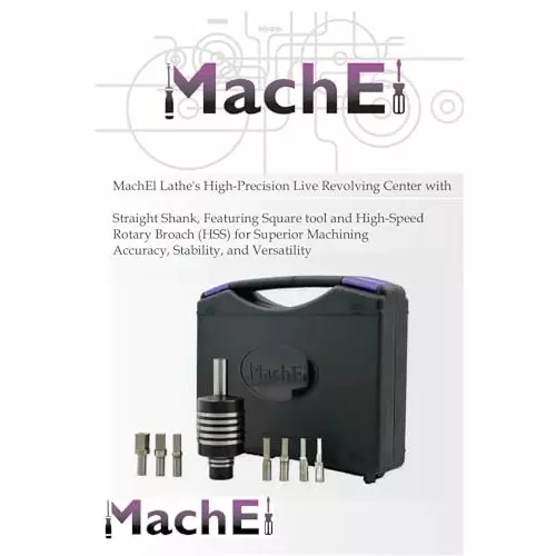 MachEl Straight Shank Live Revolving Center with HSS Square Rotary Broach for Superior Machining Accuracy, Stability, and Versatility