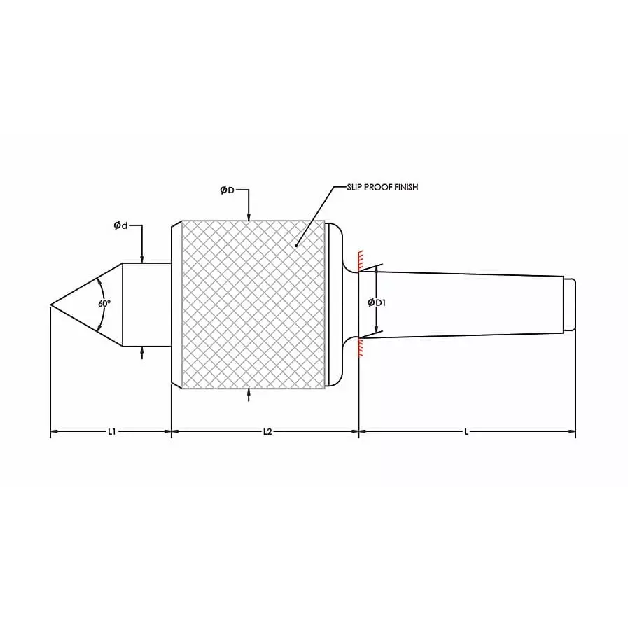 Tooltech Revolving Centre MT 2 Alloy Steel Black & Silver Easy to Install for Drill Machine