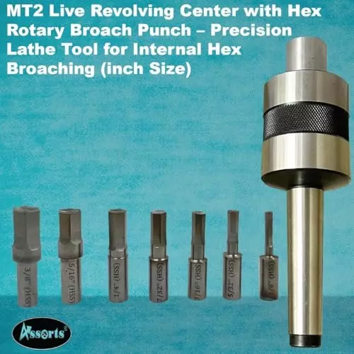 Assorts Live Revolving Center Hex Shank Spiral MT2 44 mm Dia 150 mm OL