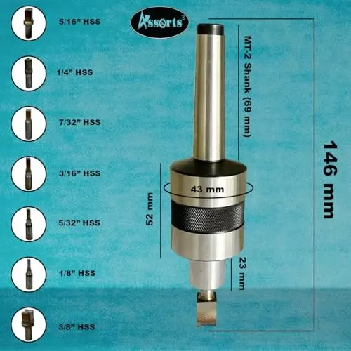 Assorts Live Revolving Center Morse Taper Spiral MT2 44 mm Dia 150 mm OL