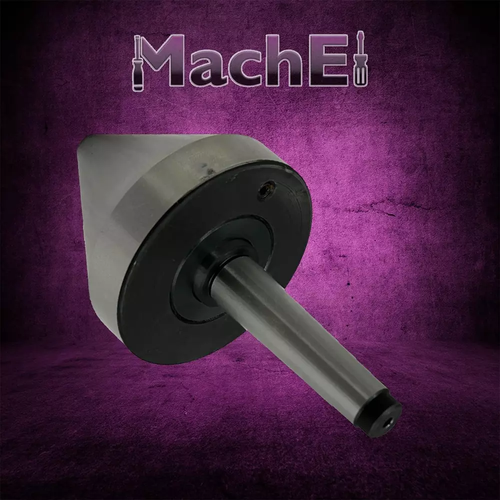 MachEl MT2 Bull Nose Pipe Live Revolving Center 0.5-3 inch Capacity 5 Micron Runout, Double Bearing