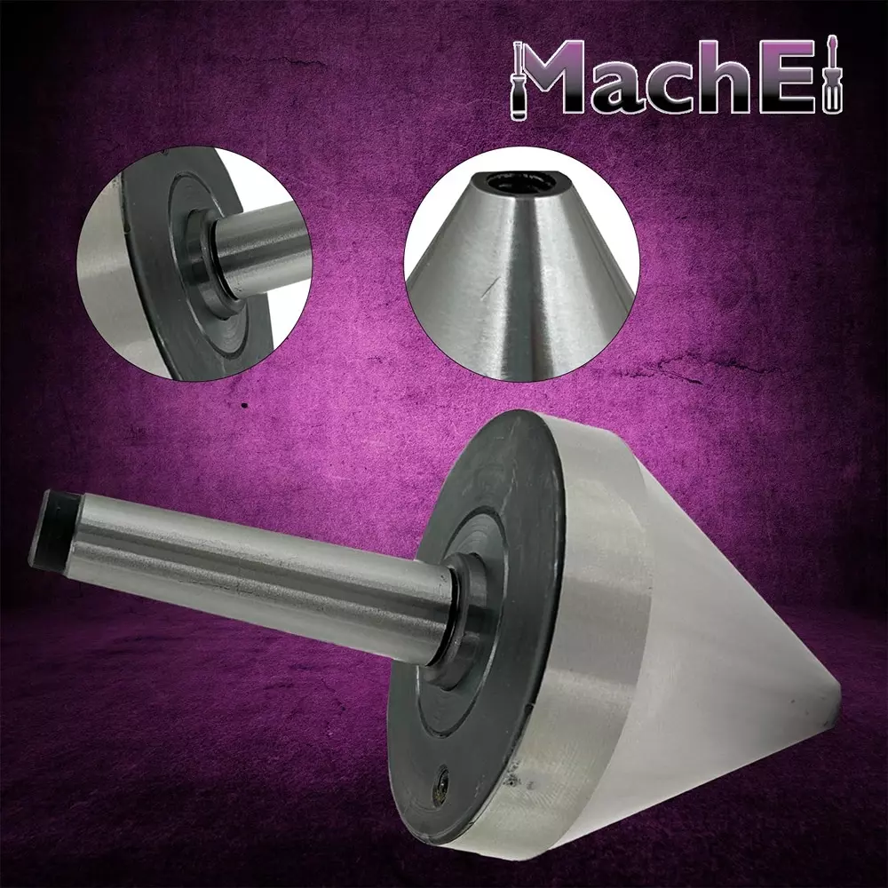 MachEl MT2 Bull Nose Pipe Live Revolving Center 0.5-3 inch Capacity 5 Micron Runout, Double Bearing