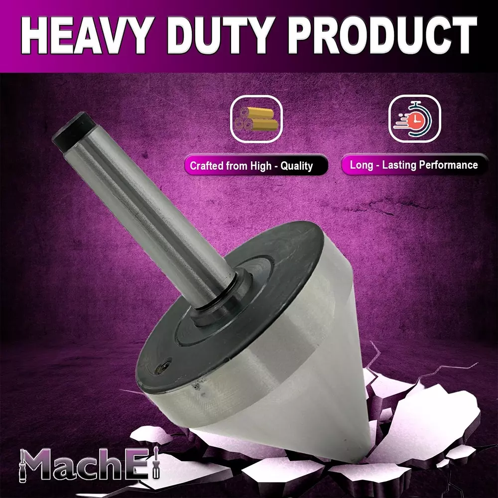 MachEl MT2 Bull Nose Pipe Live Revolving Center 0.5-3 inch Capacity 5 Micron Runout, Double Bearing