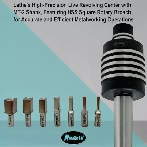 Assorts Broaching Live Center Set High Speed Steel 3-12 mm MT2 Shank Lathe Machine with 7 HSS Square Punches