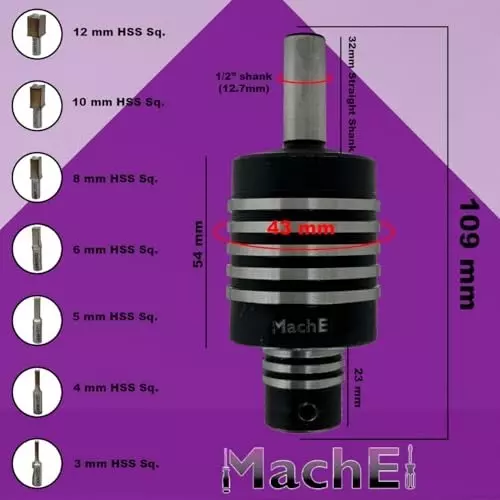 MachEl Straight Shank Live Revolving Center with HSS Square Rotary Broach