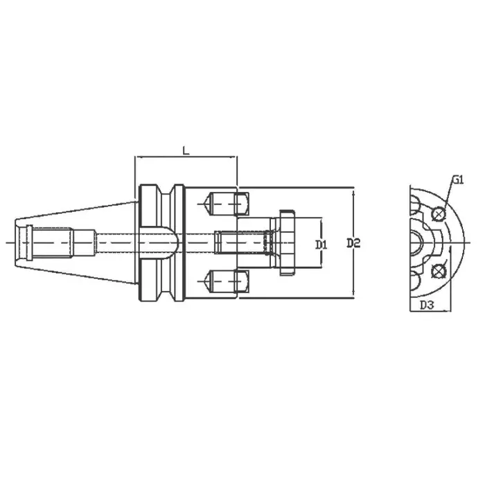BPT Shell Mill Adapter Metric Type 50 mm Neck Diameter and 100 mm Functional Length, BT40SM27100M