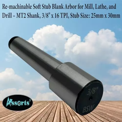 Assorts Re-Machinable Soft Stub Blank Arbor Tool Steel MT2 Shank 3/8x16 TPI