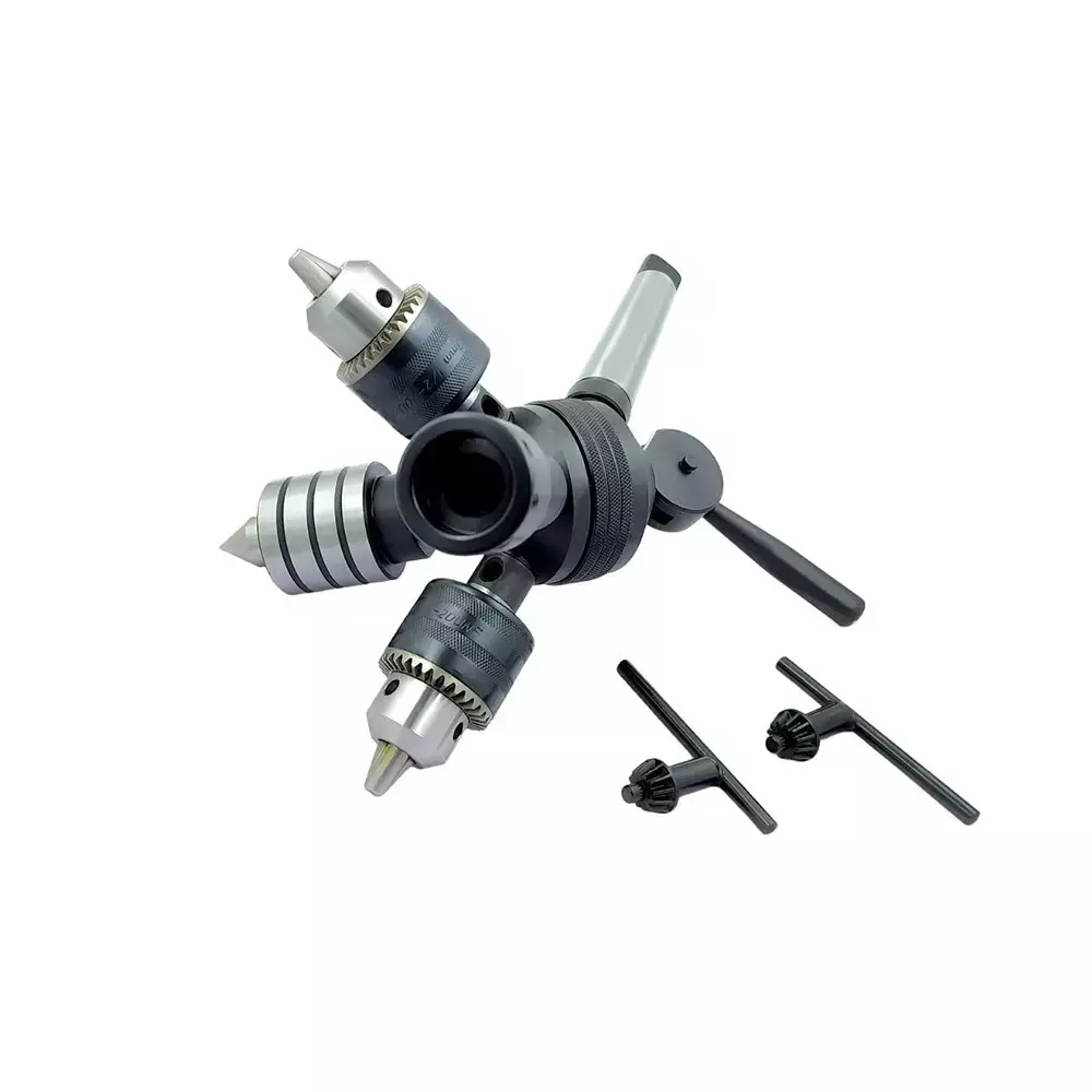 Buyohlic International Quad Head Tailstock Turret MT2 Shank 4 Stations With Drill Chuck, Die Holder & Live Centre, 10-TS-102