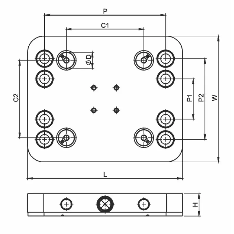 Nicon Grip Lock Zero Point Clamping Receiver Plate Steel Body 52x52 mm PCD and Size 150x116x27 mm, GL52