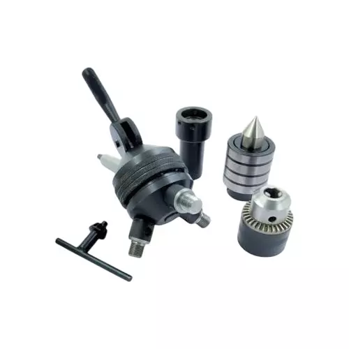A.D INTERNATIONAL Quad Head Tailstock Turret MT2 Shank 3 Stations With Drill Chuck, Die Holder & Live Centre, 10-TS-101