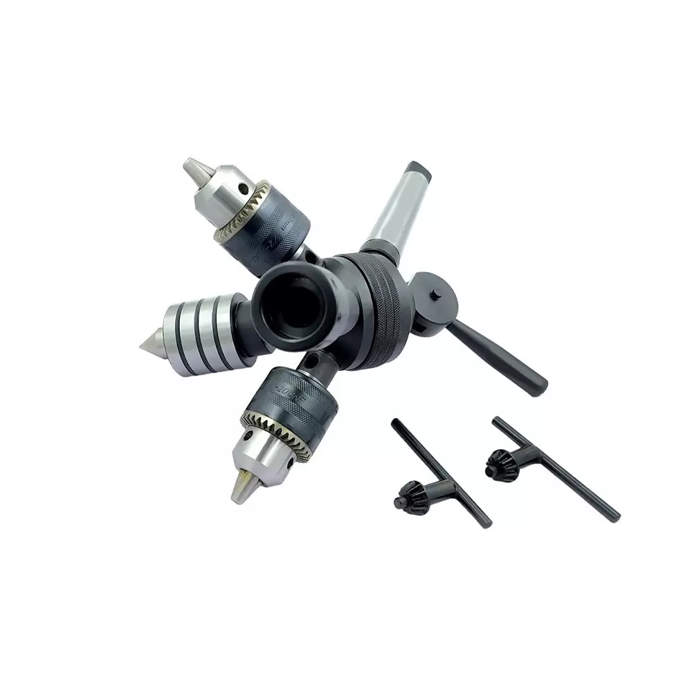 A.D INTERNATIONAL Quad Head Tailstock Turret MT2 Shank 4 Stations With Drill Chuck, Die Holder & Live Centre, 10-TS-102