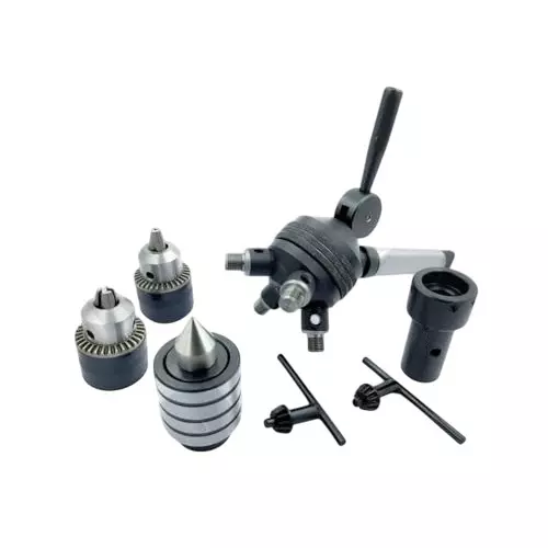A.D INTERNATIONAL Quad Head Tailstock Turret MT2 Shank 4 Stations With Drill Chuck, Die Holder & Live Centre, 10-TS-102