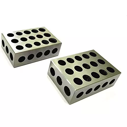 A.D INTERNATIONAL Ultra Precision 1-2-3 Blocks EN31 Tool Steel Body with 23 Holes and Accuracy Within 2-3 Microns, XP-1XZM-2ZUM (Set of 2)