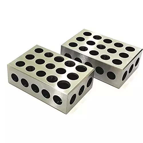 A.D INTERNATIONAL Ultra Precision 1-2-3 Blocks EN31 Tool Steel Body with 23 Holes and Accuracy Within 2-3 Microns, XP-1XZM-2ZUM (Set of 2)