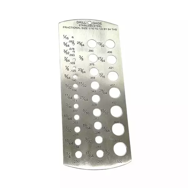 A.D INTERNATIONAL Drill Gauge Stainless Steel Imperial Standard for Measuring Drill Bits from 1/16 inch to 1/2 inch (1.5 mm to 12.7 mm) by 64ths, DW-ANW3-IQEC (Pack of 3)