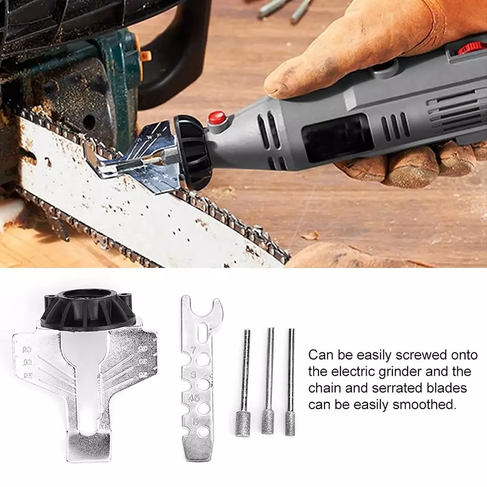 DY TOOLS Chainsaw Sharpening Attachment with Head Ruler, Silver (Set of 5 Pcs)