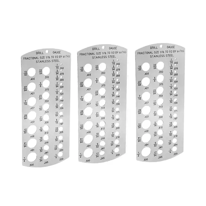Buyohlic International Drill Gauge Stainless Steel Imperial Standard for Measuring Drill Bits from 1/16 inch to 1/2 inch (1.5 mm to 12.7 mm) by 64ths, DW-ANW3-IQEC (Pack of 3)