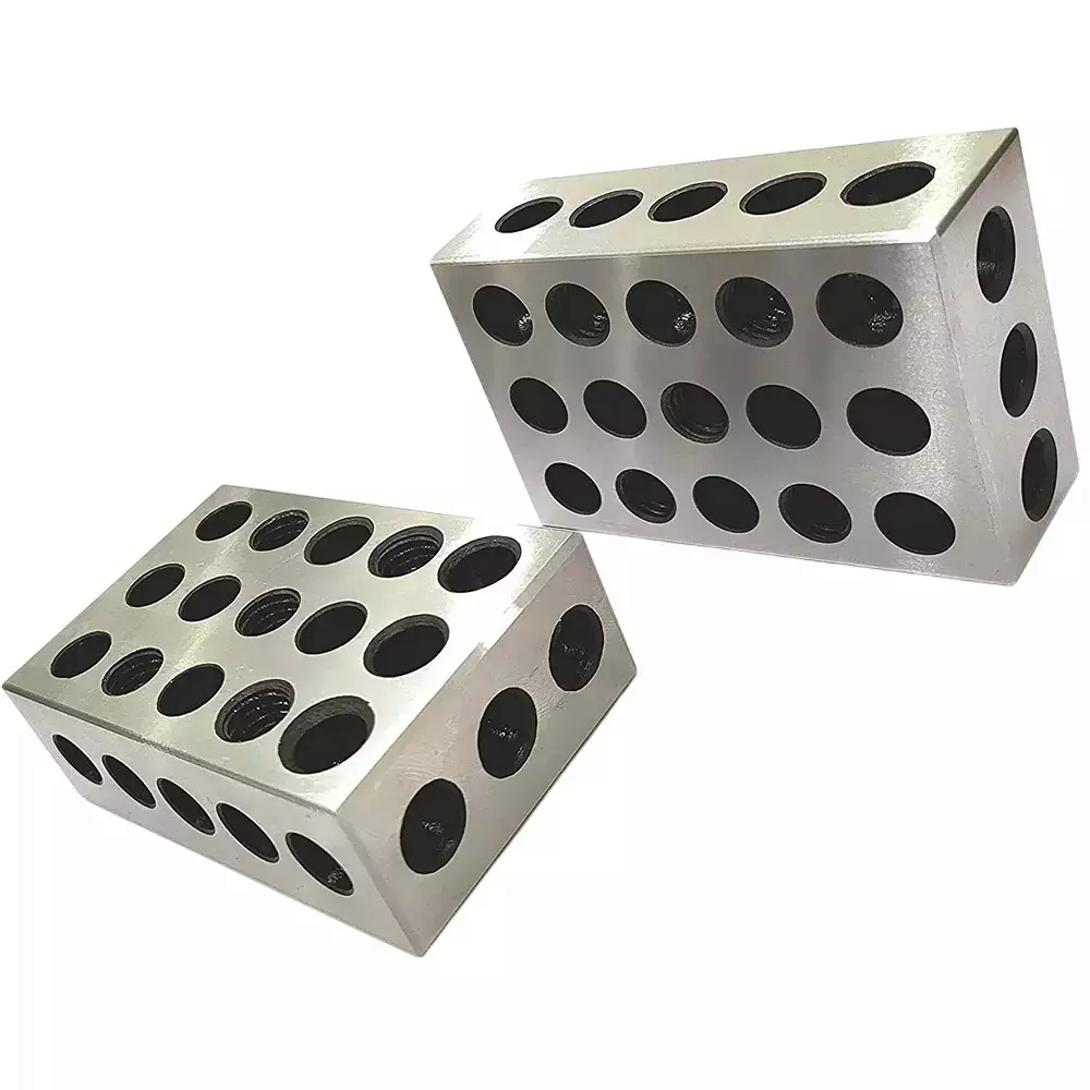 Buyohlic International Ultra Precision 1-2-3 Blocks EN31 Tool Steel Body with 23 Holes and Accuracy Within 2-3 Microns, XP-1XZM-2ZUM (Set of 2)