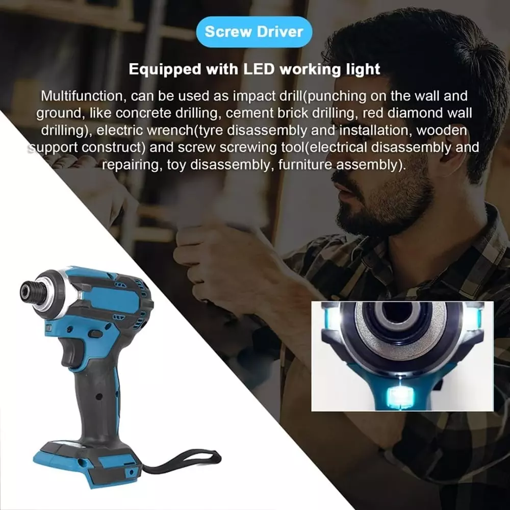 Jawsons 3-in-1 Cordless Electric Screwdriver – Rechargeable Drill, Impact Wrench & Screwdriver with LED Light & Forward/Reverse Rotation