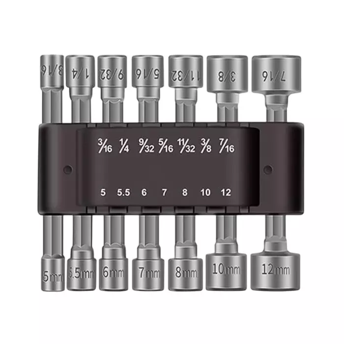 DY TOOLS Full Nut Driver Set Cr-V Alloy Steel 5-12 mm with Storage Holder, Grey (Set of 14 Pcs)